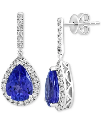 Effy Tanzanite (3-1/2 ct. t.w.) & Diamond (3/8 ct. t.w.) Pear Drop Earrings in 14k White Gold