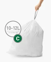 simplehuman Code C 100pk Custom Fit Liners with 5 Quick Dispense Packs, 10-12L Bathroom Trash Bag Liners