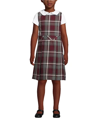 Lands' End Little Girls School Uniform Plaid Jumper Top of Knee