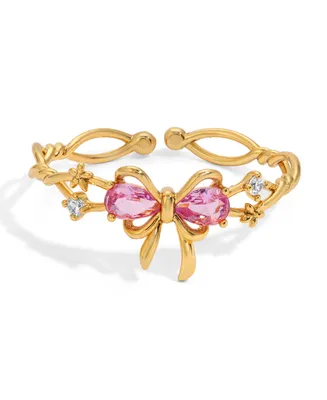 Girls Crew Pink Faux Cubic Zirconia Pretty in Pink Bow Ring