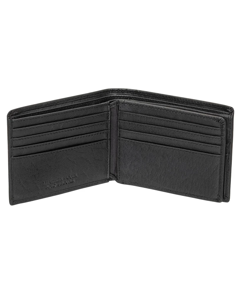 Mancini Men's Buffalo Rfid Secure Center Wing Wallet with Coin Pocket