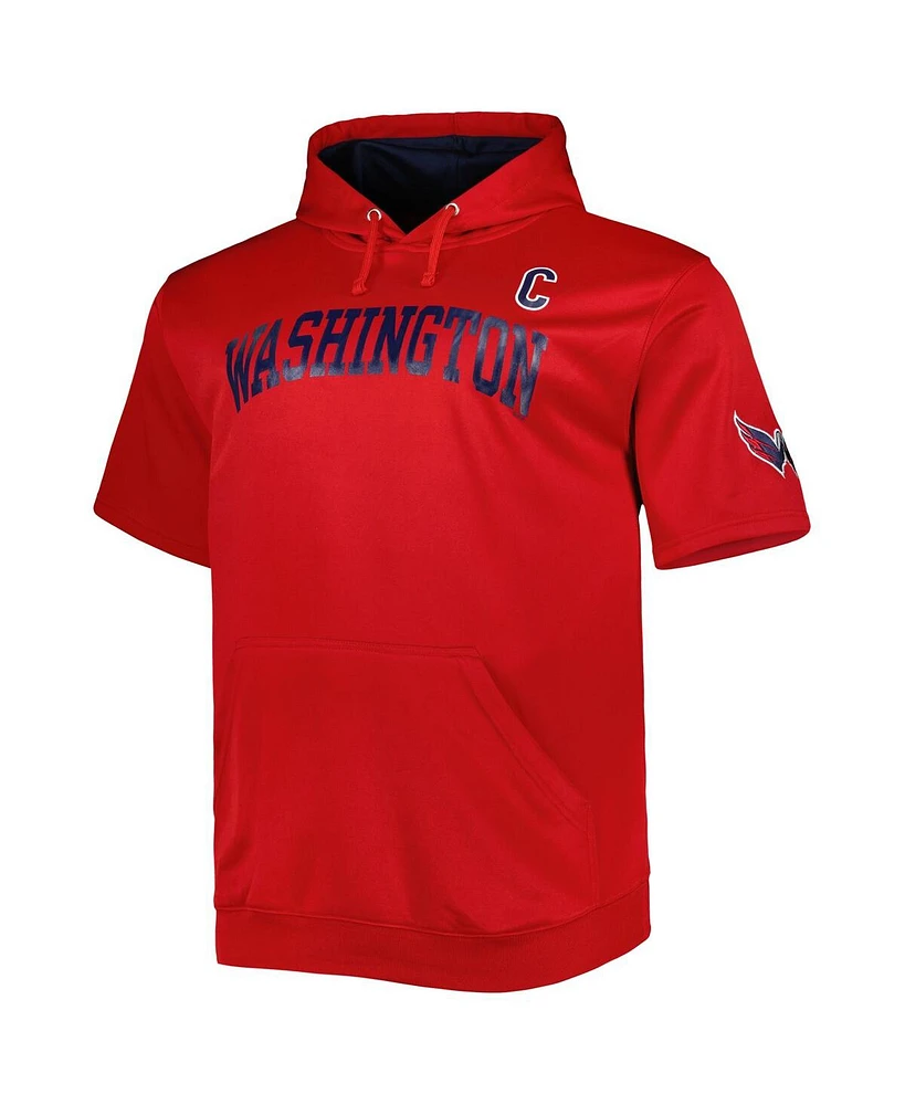 Men's Fanatics Alexander Ovechkin Red Washington Capitals Big and Tall Captain Patch Name Number Pullover Hoodie
