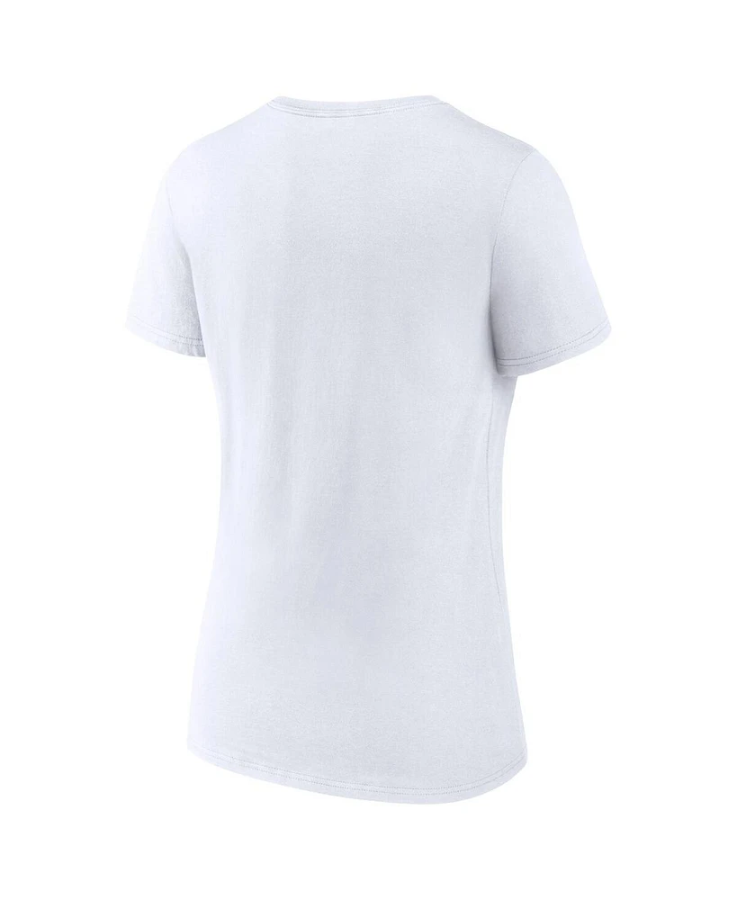 Women's Fanatics White UConn Huskies 2023 Ncaa Men's Basketball National Champions Confetti V-Neck T-shirt