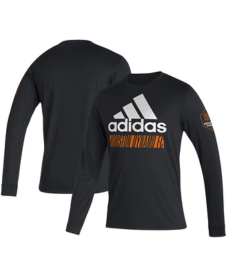 Men's adidas Black Houston Dynamo Fc Vintage-Inspired Performance Long Sleeve T-shirt
