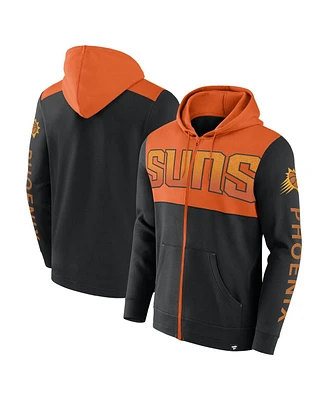 Men's Fanatics Black, Orange Phoenix Suns Skyhook Colorblock Full-Zip Hoodie