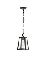 Glendale 6.75" 1-Light Farmhouse Industrial Iron, Glass Outdoor Led Pendant