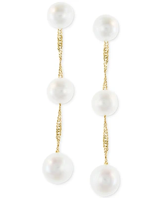 Effy Cultured Freshwater Pearl Triple Drop Earrings 14k Yellow, White or Rose Gold (5mm)