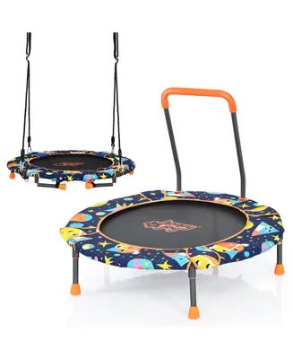 36''Convertible Swing & Trampoline Set Toddler Kids Fitness Rebounder
