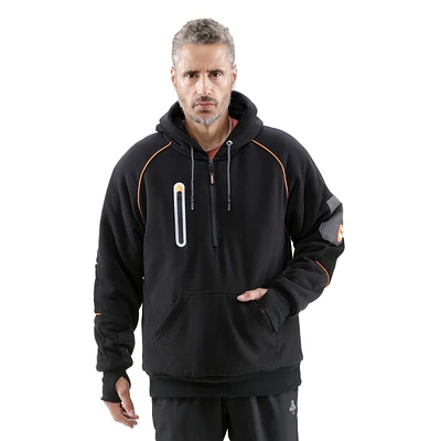 RefrigiWear Men's HiVis PolarForce Pullover Sweatshirt - High Visibility Insulated Hoodie with Kangaroo Pocket