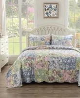 Greenland Home Fashions Emma Traditional Floral Print Quilt Set