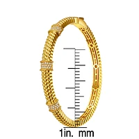 14k Gold Plated with Cubic Zirconia 3D Textured Bangle Bracelet