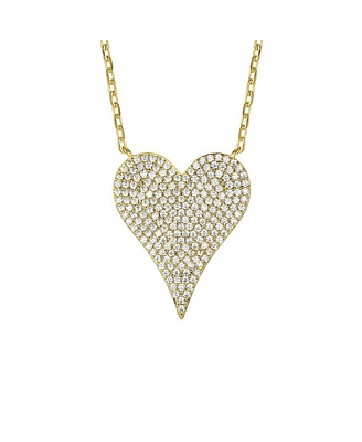 14k Gold Plated with Pave Cubic Zirconia Heart Layering Necklace
