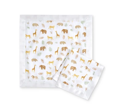 aden by aden + anais Baby Boys or Baby Girls Tanzania Essential Muslin Security Blankets, Pack of 2
