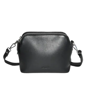 Ladies Leather Double Zipper Crossbody Bag