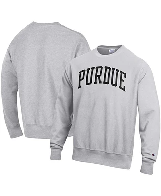 Men's Champion Heathered Gray Purdue Boilermakers Arch Reverse Weave Pullover Sweatshirt