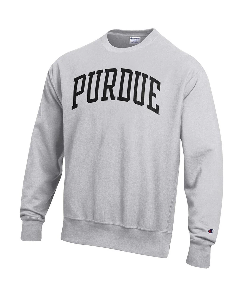 Men's Champion Heathered Gray Purdue Boilermakers Arch Reverse Weave Pullover Sweatshirt