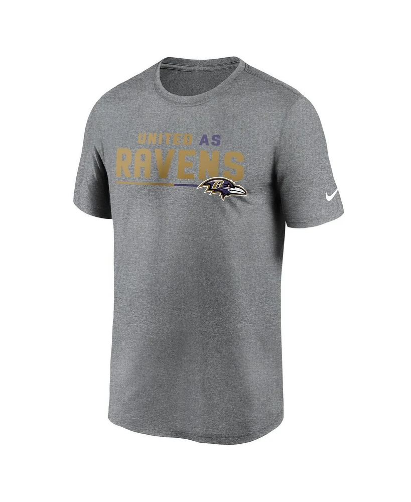 Men's Nike Heather Gray Baltimore Ravens Legend Team Shoutout Performance T-shirt