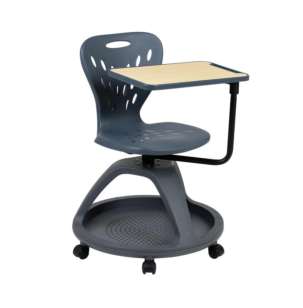 Mobile Desk Chair - 360° Tablet Rotation And Storage Cubby