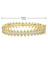 Rachel Glauber 14k Gold Plated Sterling Silver with Cubic Zirconia Beaded Cluster Link Tennis Bracelet