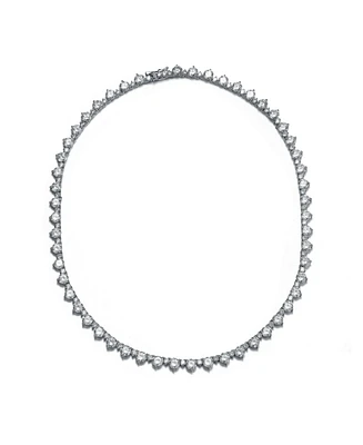 White Gold Plated with Cubic Zirconia Tennis Chain Necklace