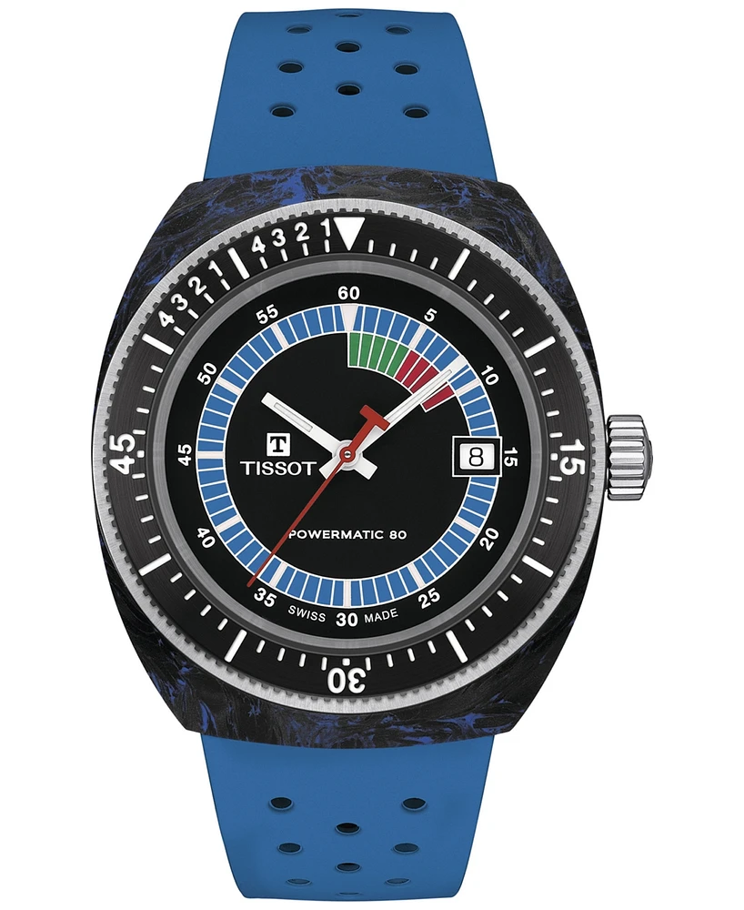 Tissot Men's Swiss Automatic Sideral S Perforated Rubber Strap Watch 41mm