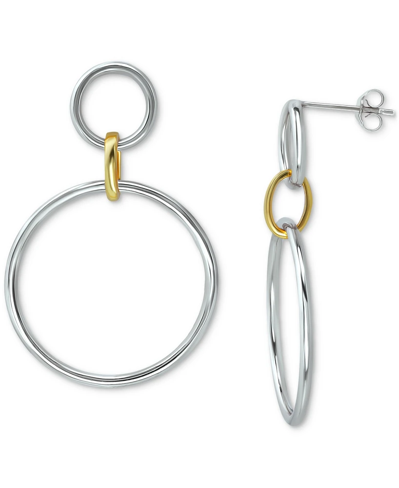 Giani Bernini Polished Interlocking Circle Drop Earrings in Sterling Silver & 18k Gold-Plate, Created for Macy's