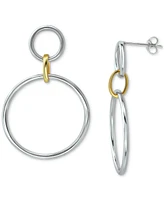 Giani Bernini Polished Interlocking Circle Drop Earrings in Sterling Silver & 18k Gold-Plate, Created for Macy's