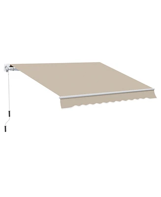 Outsunny 12' x 10' Outdoor Patio Manual Retractable Exterior Window Awning