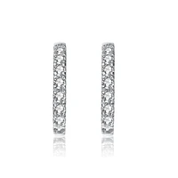 White Gold Plated Round Cubic Zirconia Hoop Earrings