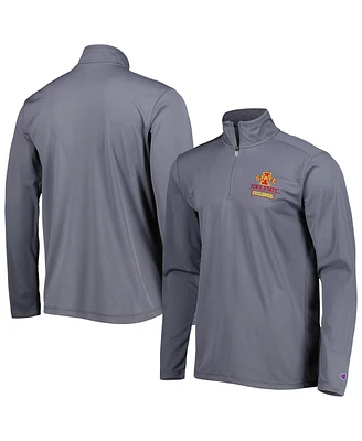 Men's Champion Gray Iowa State Cyclones Textured Quarter-Zip Jacket