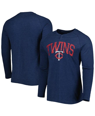 Men's Concepts Sport Heather Navy Minnesota Twins Inertia Raglan Long Sleeve Henley T-shirt