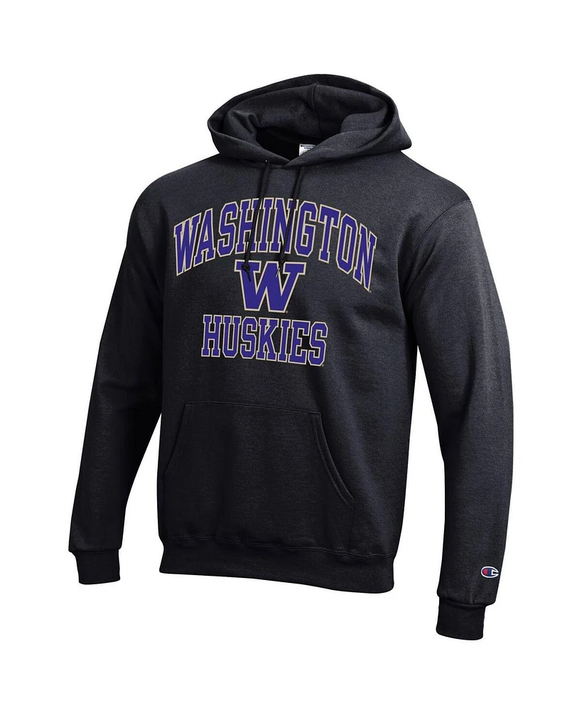 Men's Champion Black Washington Huskies High Motor Pullover Hoodie