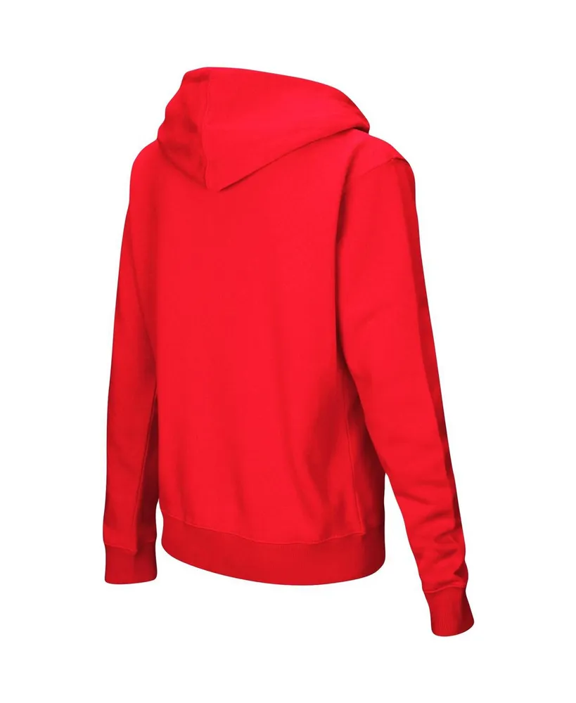 Women's Scarlet Nebraska Huskers Team Big Logo Pullover Hoodie