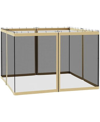Outsunny 10' x 10' Universal Replacement Mesh Sidewall Netting for Patio Gazebos and Canopy Tents with Zippers, (Sidewall Only) Beige
