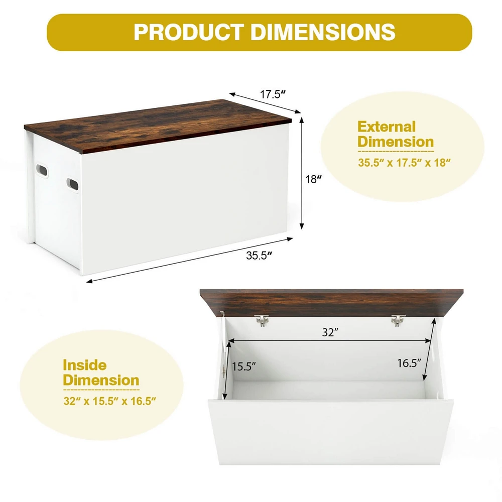 Flip-top Storage Chest Lift Top Storage Bench Wooden Deck Box Toy Box