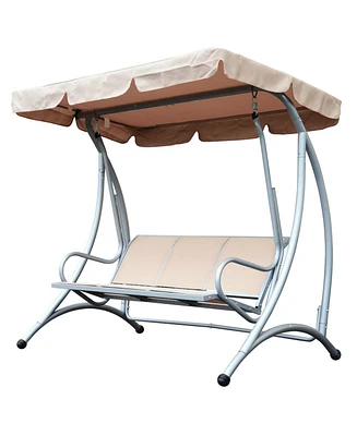 Outsunny 3 Person Patio Swing Chair with Adjustable Canopy