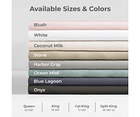 Cariloha Resort 4-Piece Sateen Sheet Set |Coconut Milk | Cal King Viscose Material Thermal-Regulating, Extra Soft Cooling Sheets