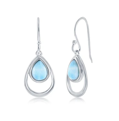 Sterling Silver Pearshaped Larimar Earrings