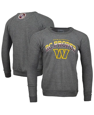 Men's Dc Proper Heather Gray Washington Commanders Signature Raglan Vintage-Inspired Pullover Sweatshirt