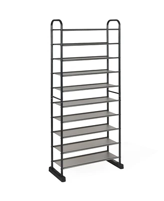 10-Tier Shoe Rack Space-saving Shoe Organizer W/Metal Frame Shoe Tower