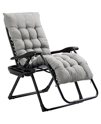Outsunny Padded Zero Gravity Chair w/ Cup Holder Tray,