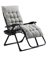 Outsunny Padded Zero Gravity Chair w/ Cup Holder Tray,