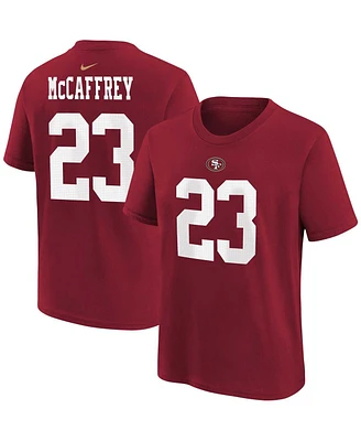 Big Boys Nike Christian McCaffrey Scarlet San Francisco 49ers Player Name and Number T-shirt