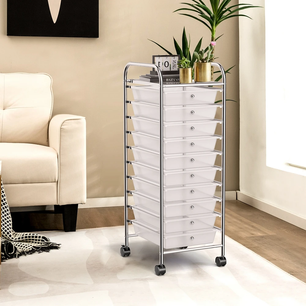 10 Drawer Rolling Storage Cart Scrapbook Paper Office School