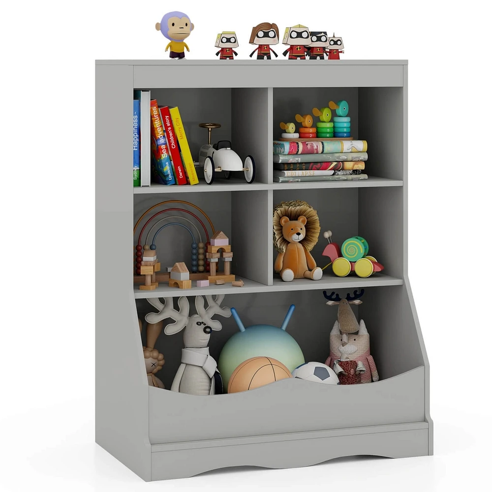 34.5" Kids Bookshelf with Anti-Tipping Kits Multi-functional Display Rack