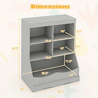 34.5" Kids Bookshelf with Anti-Tipping Kits Multi-functional Display Rack