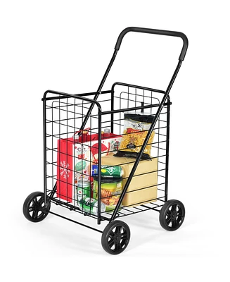 Costway Folding Shopping Cart Utility Trolley Portable For Grocery Laundry Travel