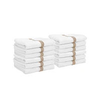 Power Gym Hand Towels (12 Pack), 16x27, White with Colored Stripe, 100% Ring-Spun Cotton