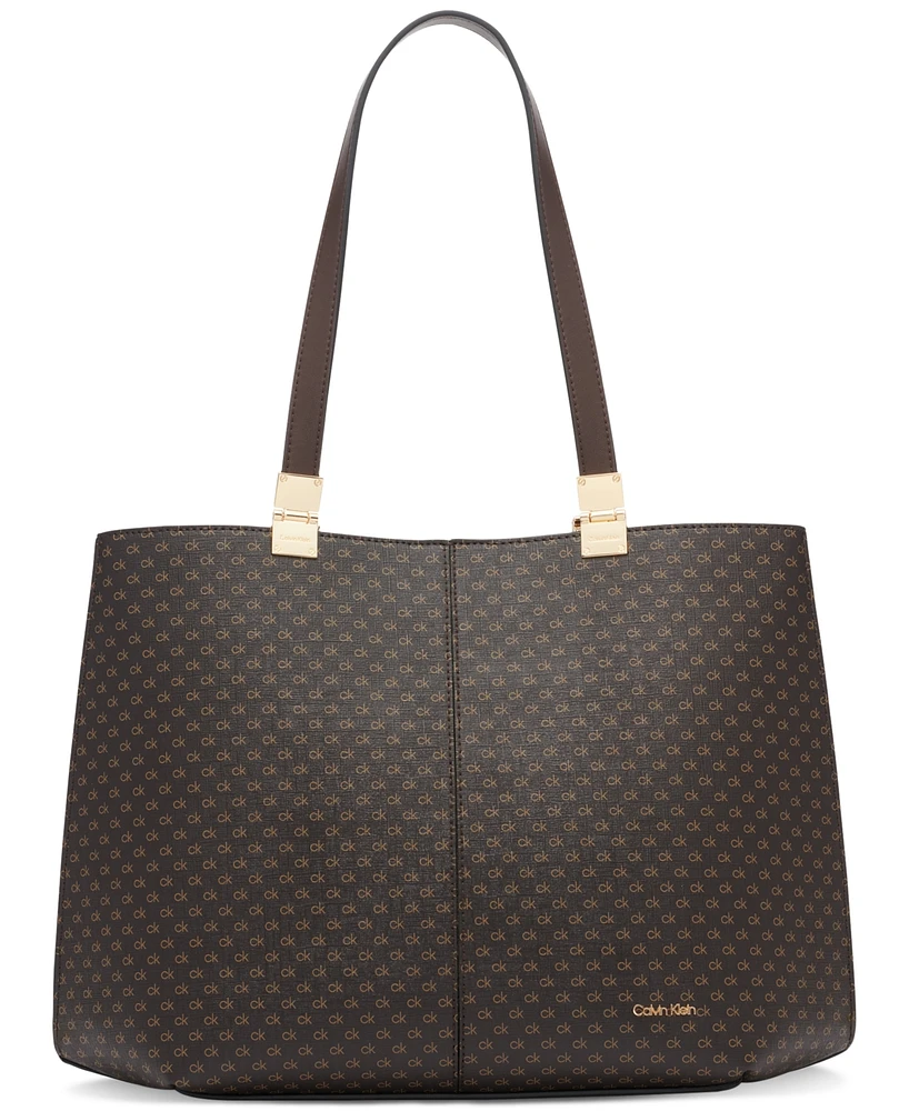 Calvin Klein Granite Signature Triple Compartment Tote with Magnetic Snap