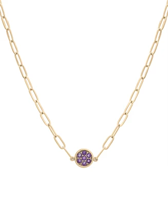 Amethyst Bezel Cluster Pendant Necklace (1/5 ct. t.w.) in 14k Gold-Plated Sterling Silver, 16" + 2" extender